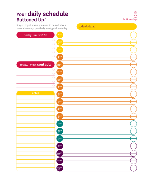 FREE 7 Sample Daily Timetable Templates In PDF