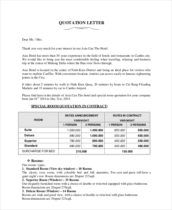 Sales Quotation Sample 10 Documents In PDF Word