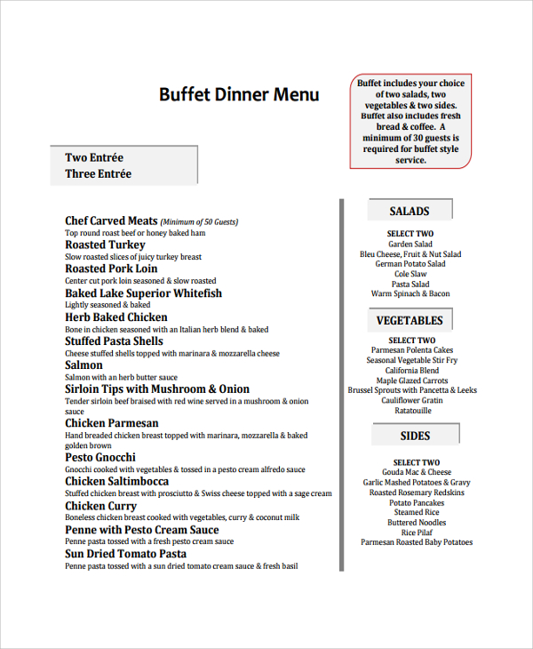 types of menu pdf