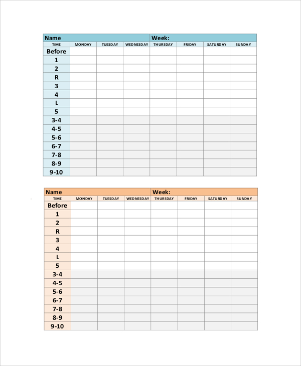 school study timetable sample