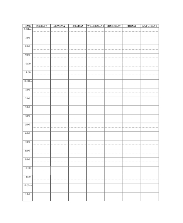 sample study timetable