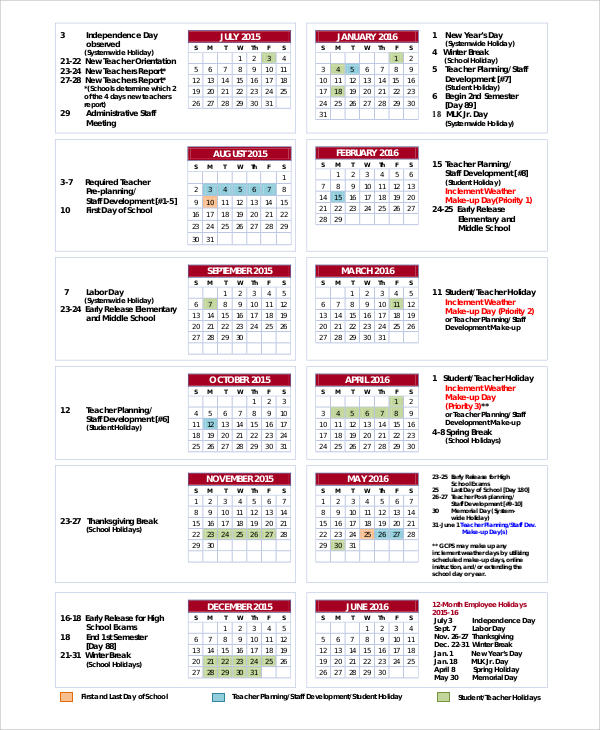printable school year calendar teacher support teacher organization 5