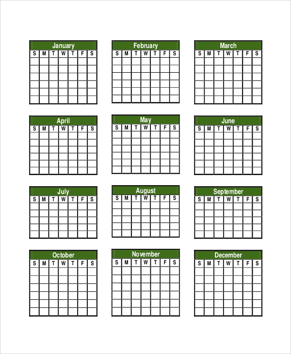 FREE 14+ Sample Printable Yearly Calendar Templates in MS Word PDF