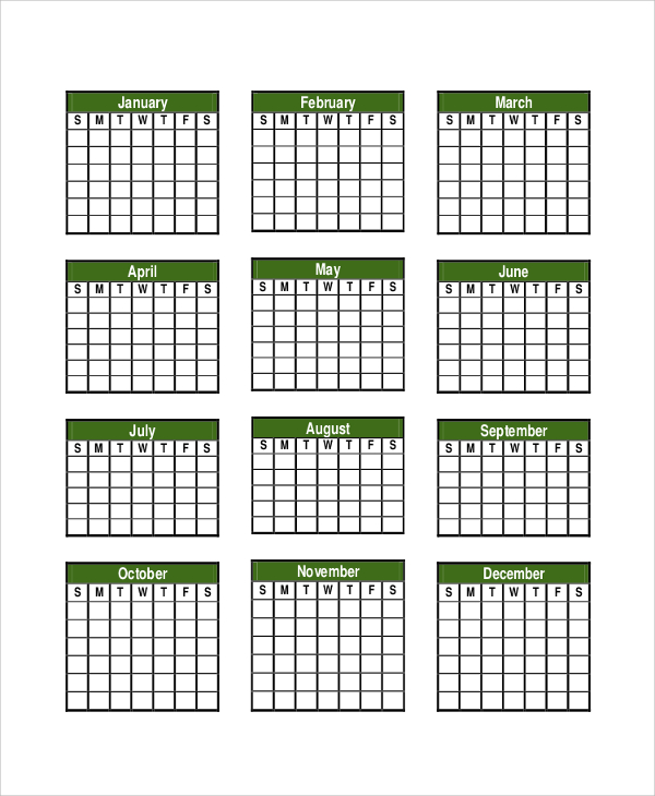FREE 14 Sample Printable Yearly Calendar Templates In MS Word PDF Google Docs