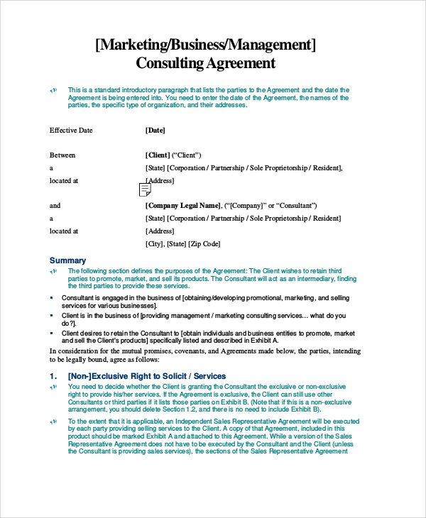standard marketing consulting agreement