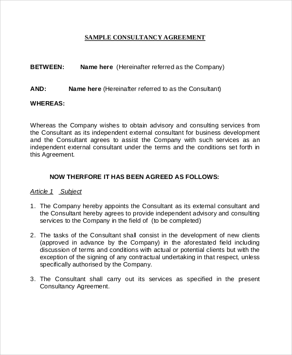 standard consulting services agreement