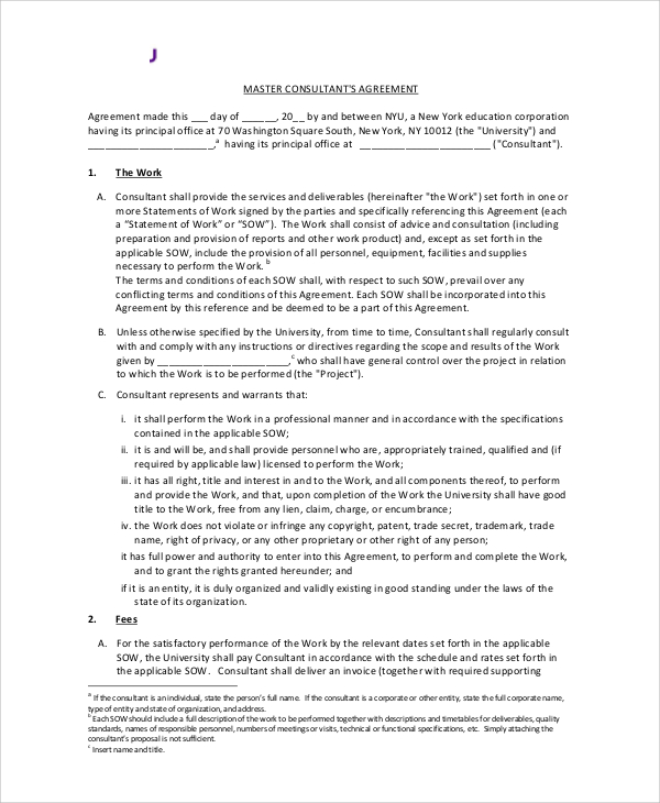 standard consulting agreement sample1