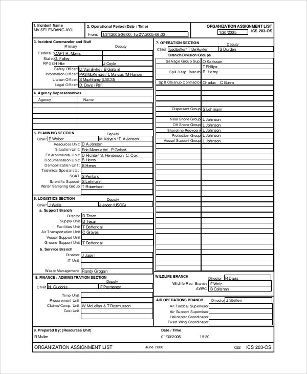 Blank Incident Action Plan Form