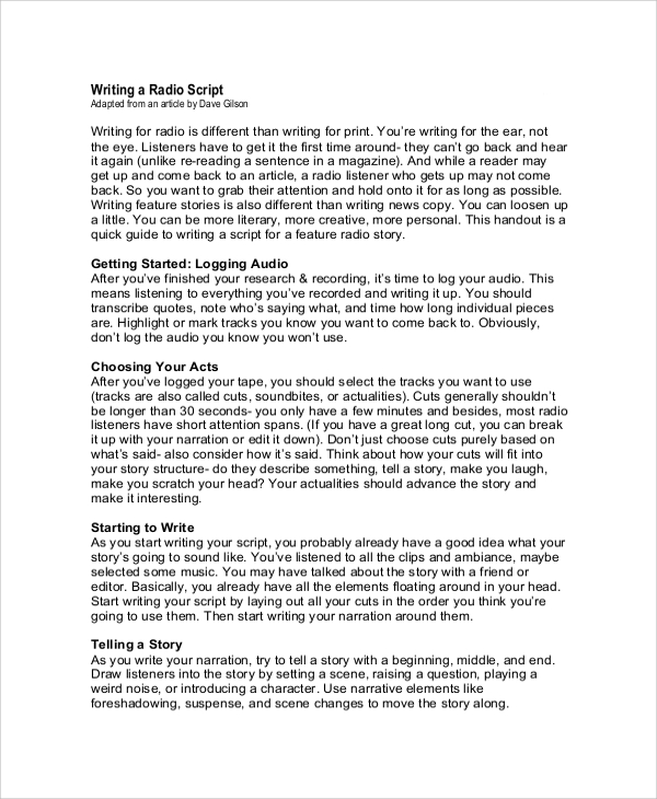 FREE 8 Sample Script Writing Templates In PDF MS Word