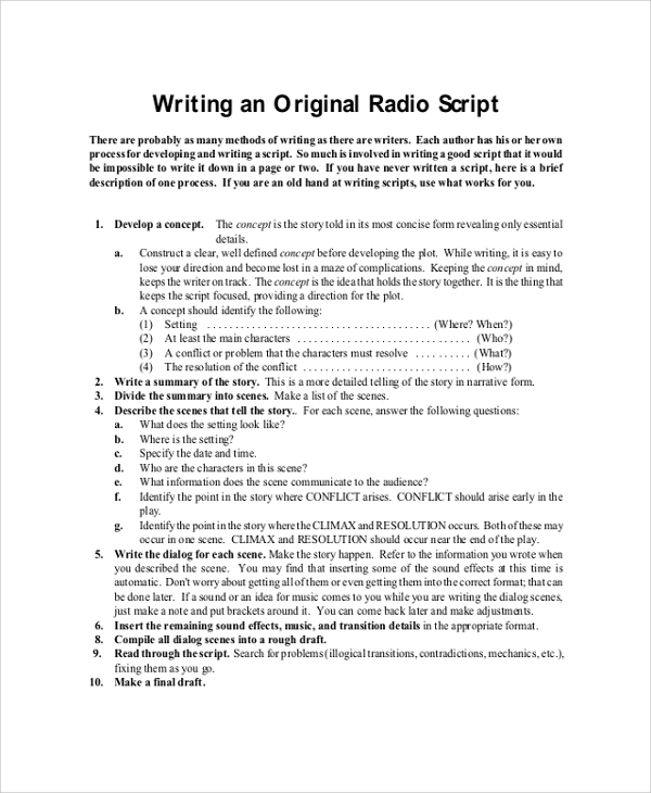 Script writing format bbc