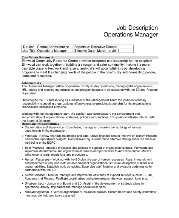 FREE 50+ Sample Job Descriptions in PDF  MS Word
