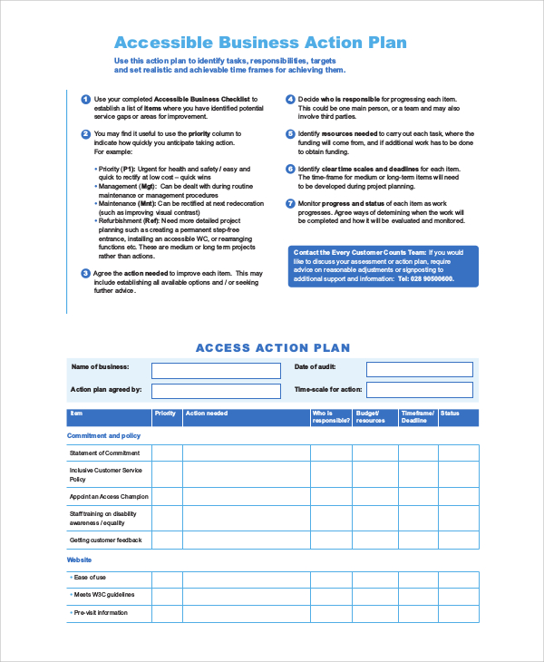 accessible business action plan sample