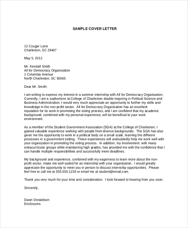 College cover letter for college admission