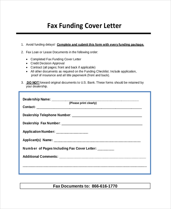 sample fax cover letter