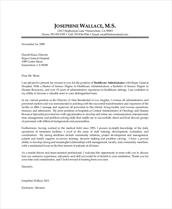 cover letter healthcare professional