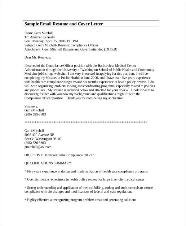 sample resume and cover letter
