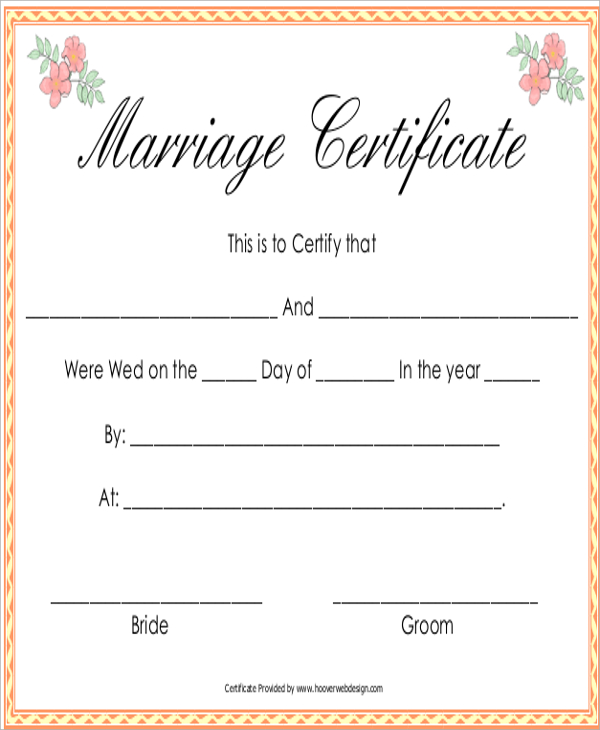 formal marriage certificate