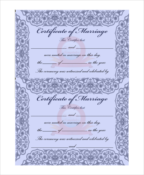 printable marriage certificate