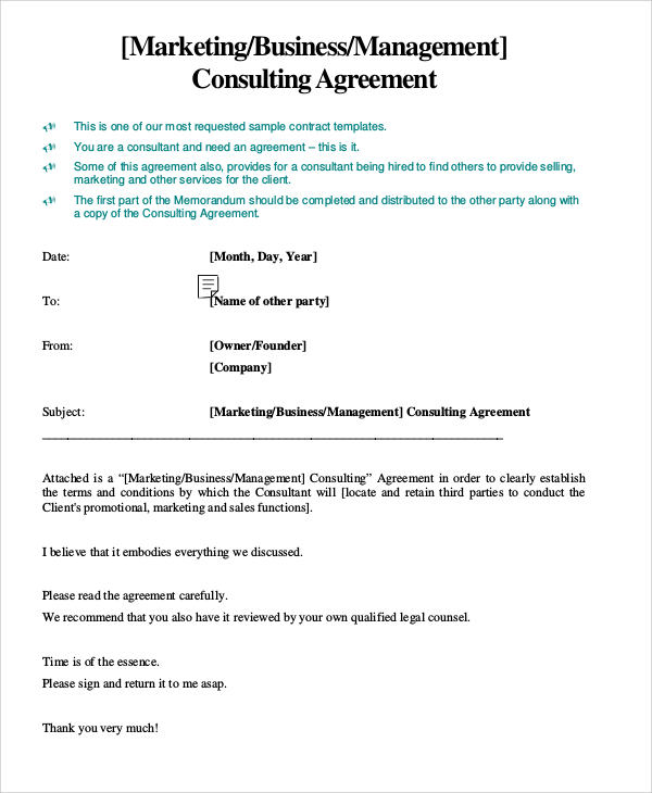 marketing consulting services agreement