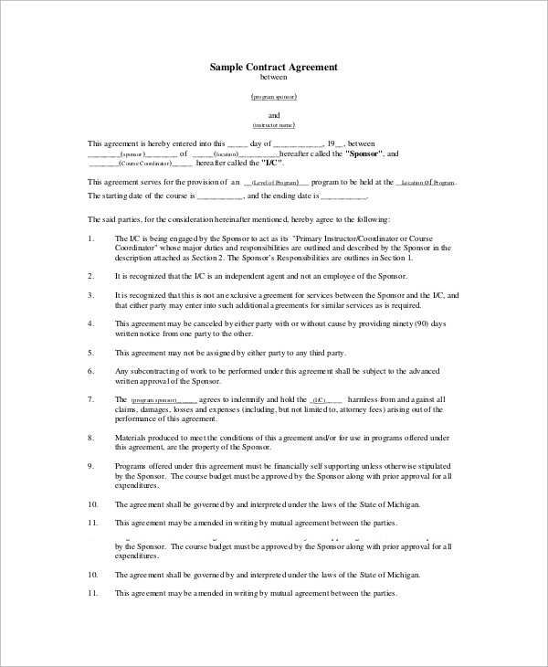 sample dj contract pdf Contract 23  PDF Examples   Sample in