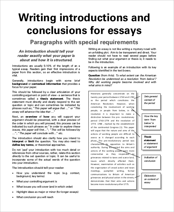 types of essay introductions and conclusions