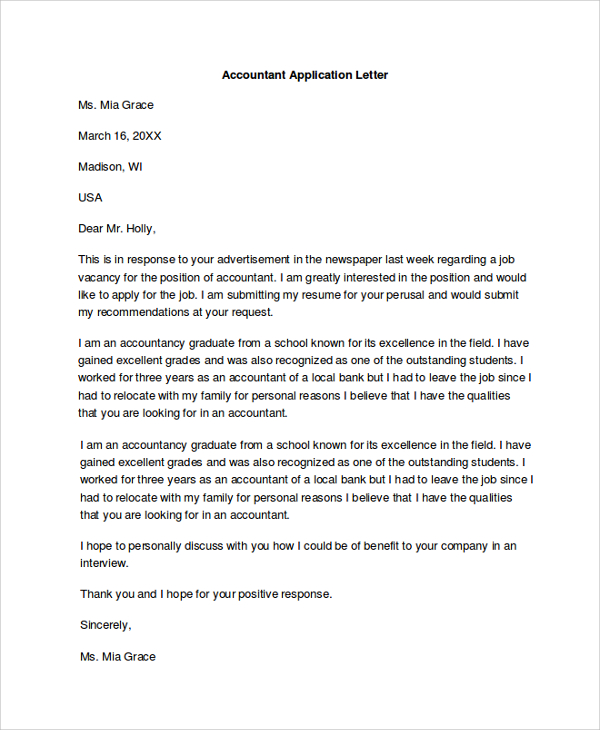 FREE 34+ Sample Application Letter Templates in PDF | MS Word