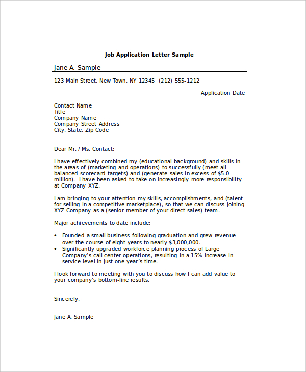 FREE 17+ Sample Application Letter Templates in PDF | MS Word