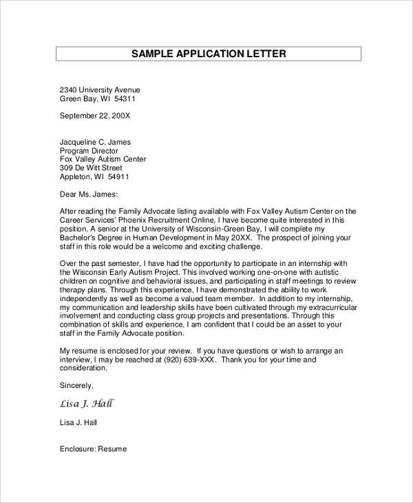 application letter for a job interview