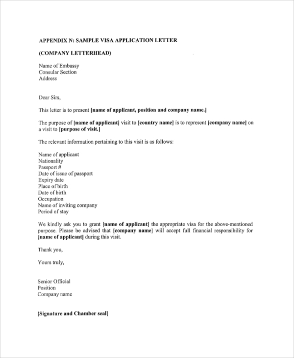 Sample letter for student visa application