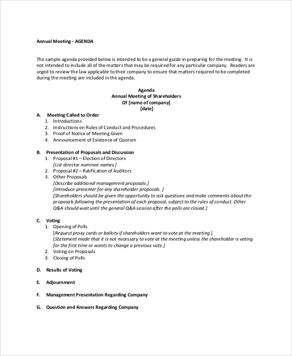 Sample Meeting Agenda - 20+ Examples in PDF, Word