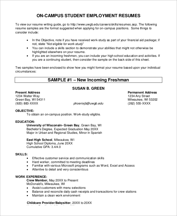 Free 10 Sample Resume Templates In Ms Word Pdf Excel