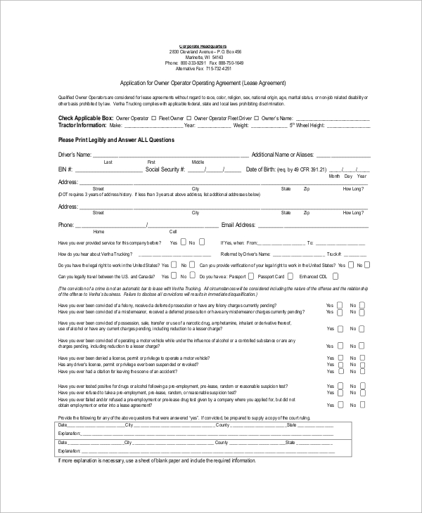 owner operator lease agreement
