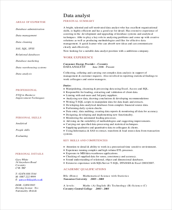 FREE 9+ Sample Resume Templates in PDF | MS Word | Excel