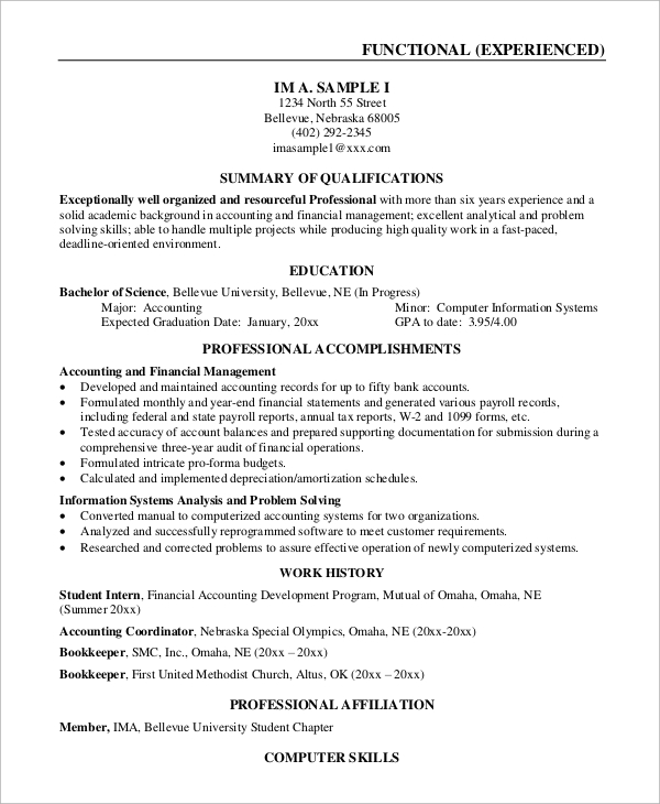 work experience resume customer service