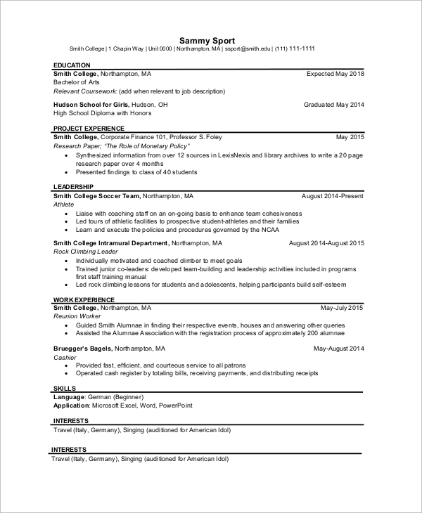 8+ Professional Resume Samples / CV  Sample Templates