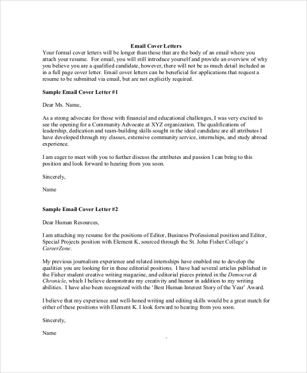 Free 8 Sample Cover Letter Formats In Pdf