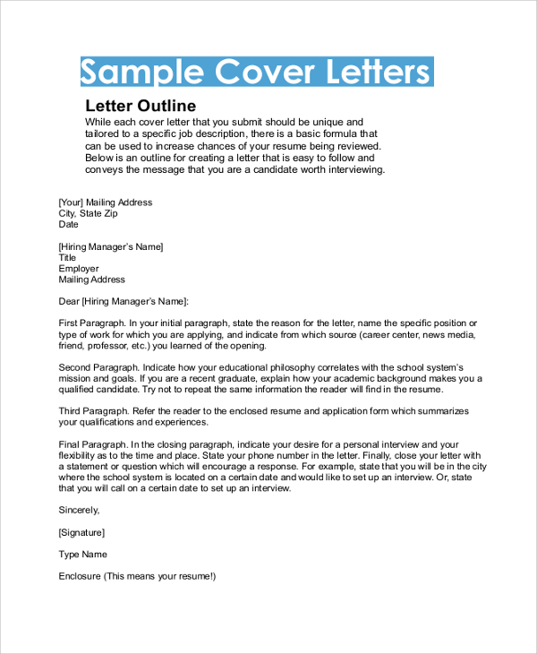 FREE 8+ Sample Cover Letter Formats in PDF