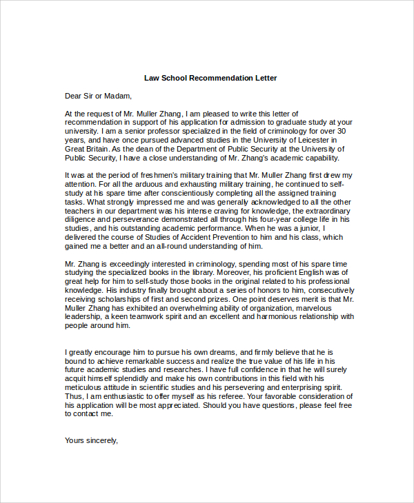 What To Write In A Letter Of Recommendation For Law School