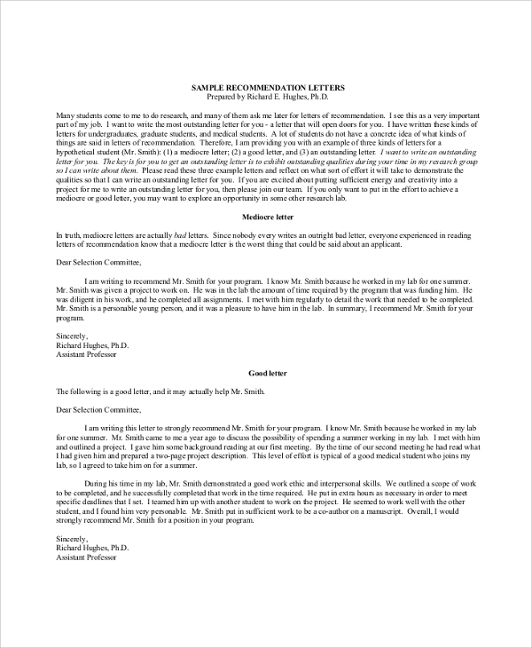 Free 7 Sample Recommendation Letter Templates In Pdf Ms Word