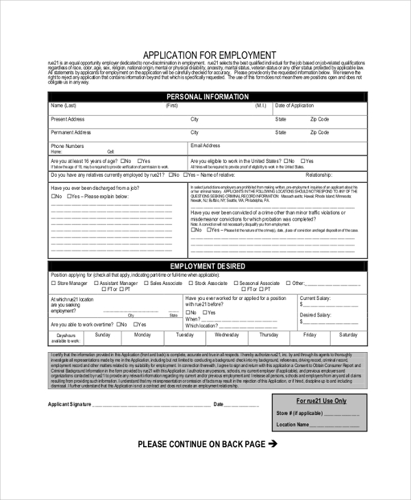 FREE 7+ Target Job Application Templates in PDF MS Word