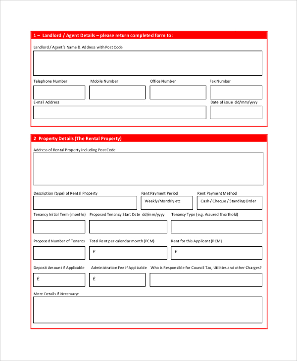 rental property application form