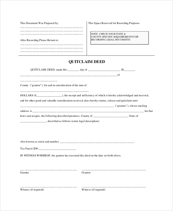 Quick Claim Deed Printable Forms Printable Forms Free Online