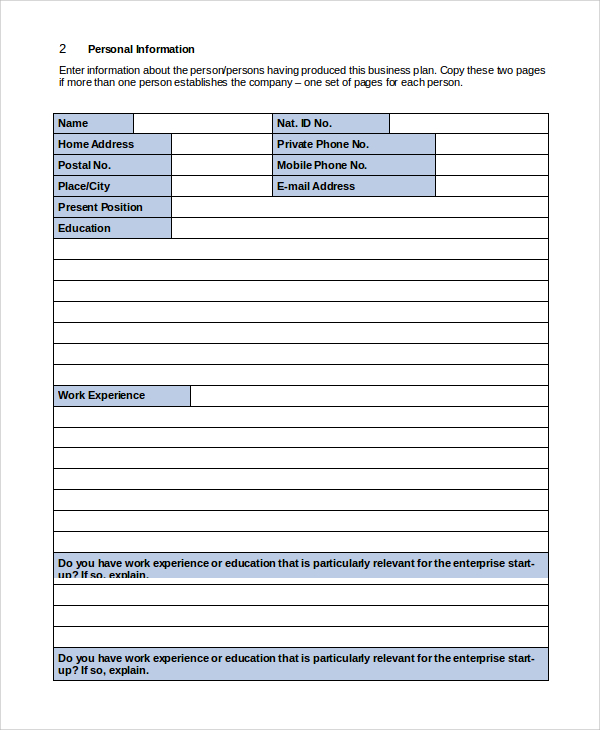 Sample business plan picture