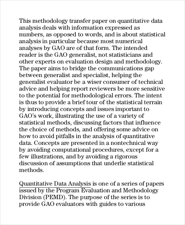 plan for data analysis in quantitative research sample