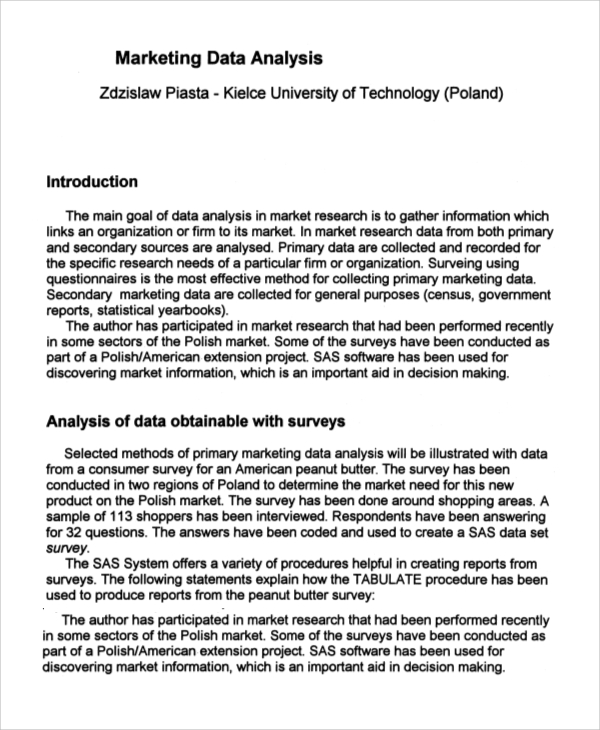 data analysis sample research paper