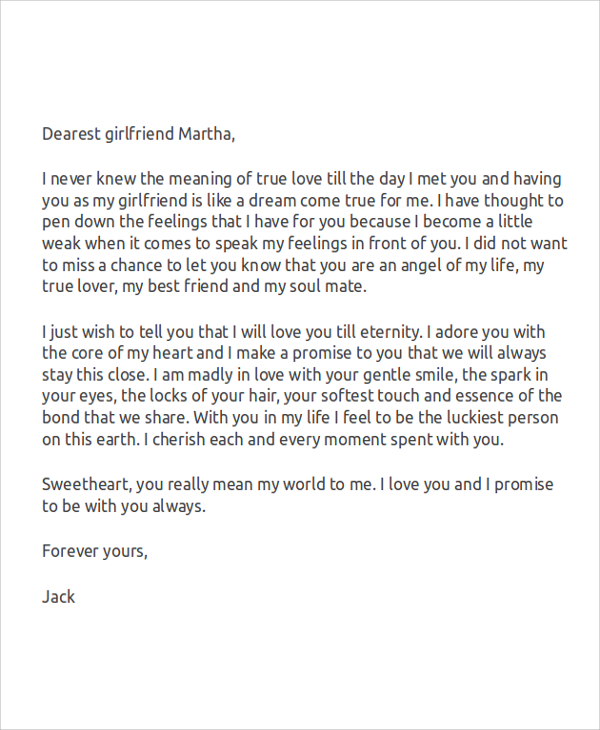 love letter to girlfriend