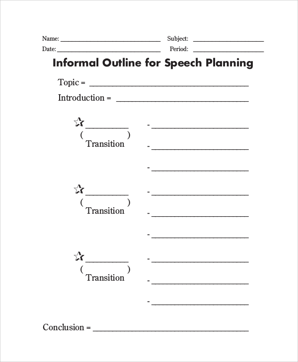 informal outline format