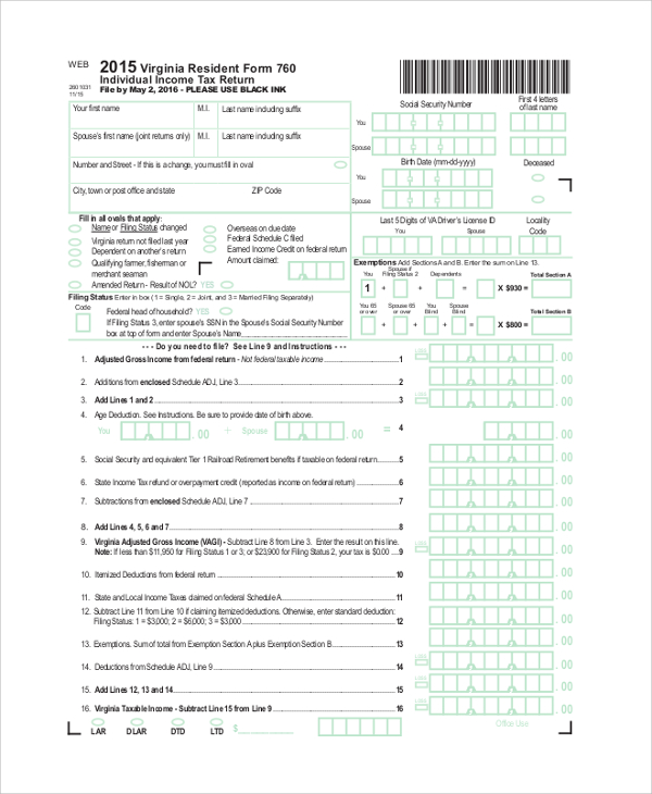 individual income tax form