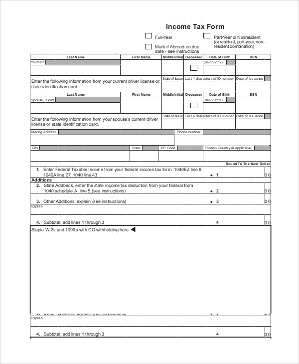 FREE 7 Sample Federal Tax Forms In PDF