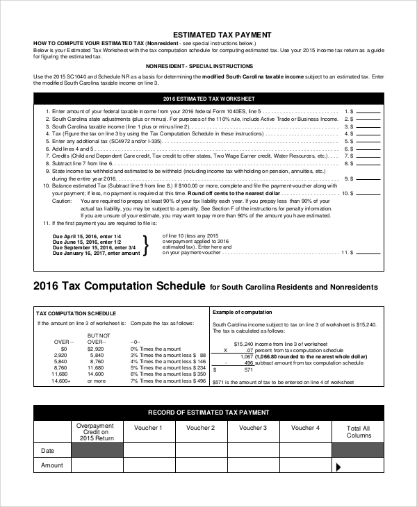 federal estimated tax form